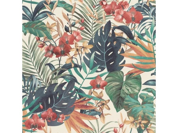 Papier peint vinyle marque a chaud sur intisse Jungle multicolore