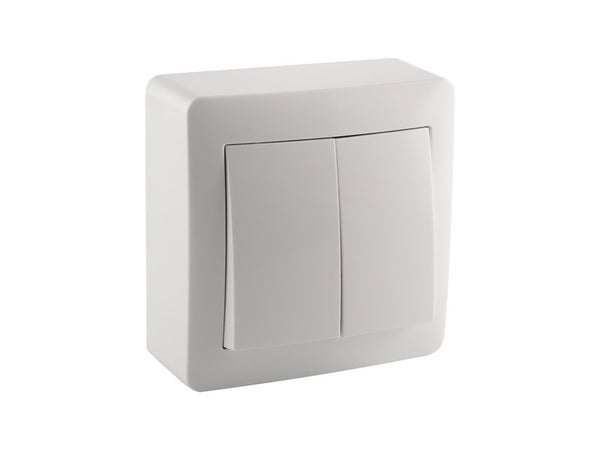 Double interrupteur va et vient saillie surface, blanc, LEXMAN
