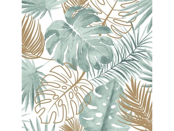 Papier peint papier sur intisse Monstera paillette vert