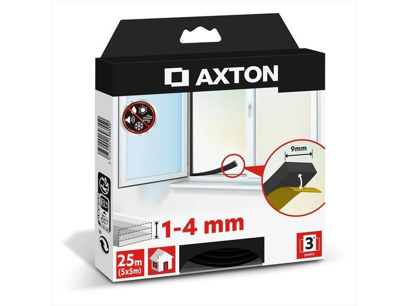 Joint de fenêtre AXTON 1 à 4 mm, L.25 m noir