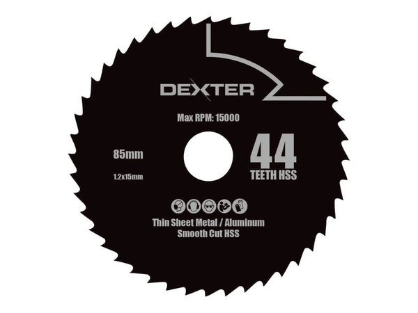 Lame de scie circulaire, coupe universelle, 44T HSS, DEXTER