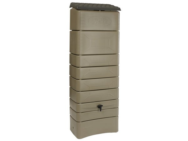 Récupérateur d'eau aérien rectangulaire mural, 300 litres, taupe