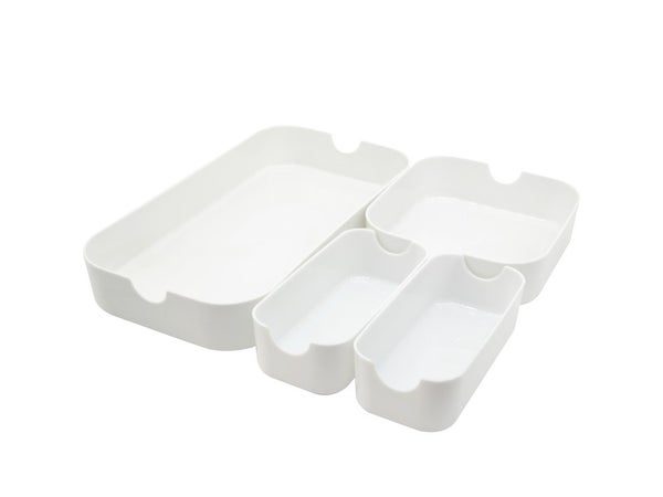 Organiseur H.4.7 x l.16.3 x P.4.7 cm, plastique blanc, Remix