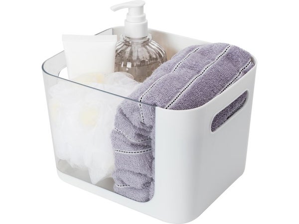 Boîte de rangement Nomade, H.14.2 x l.16.5 x P.14.2 cm, plastique blanc, Remix