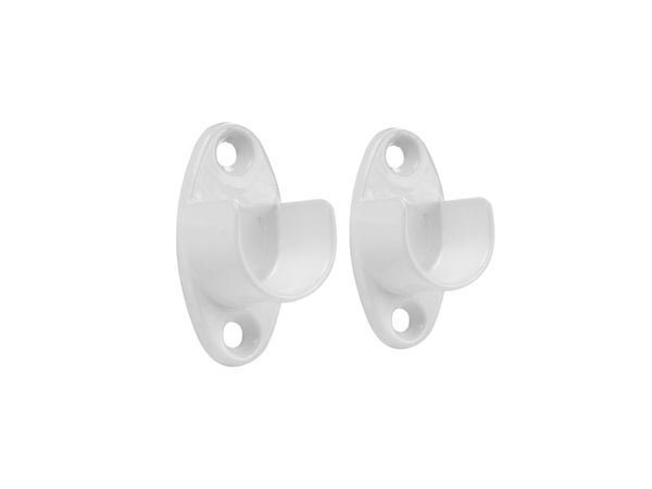 Lot de 2 support de barre de penderie D18 mm rond blanc 21.9 m