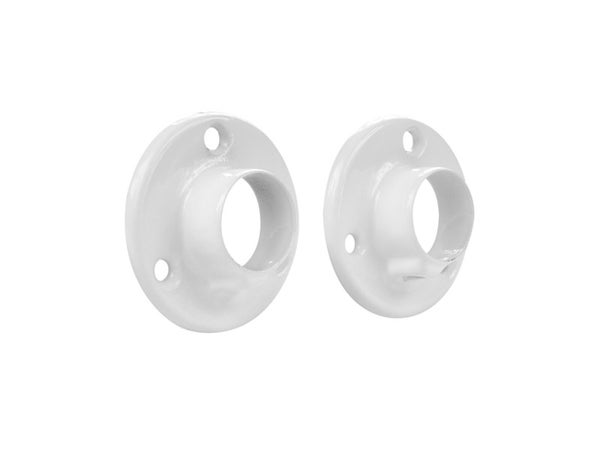 Lot de 2 support de barre de penderie D18 mm rond blanc 45 m