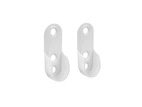 Lot de 2 support de barre de penderie ovale, 18.28 m diam. 30 x 15 mm blanc