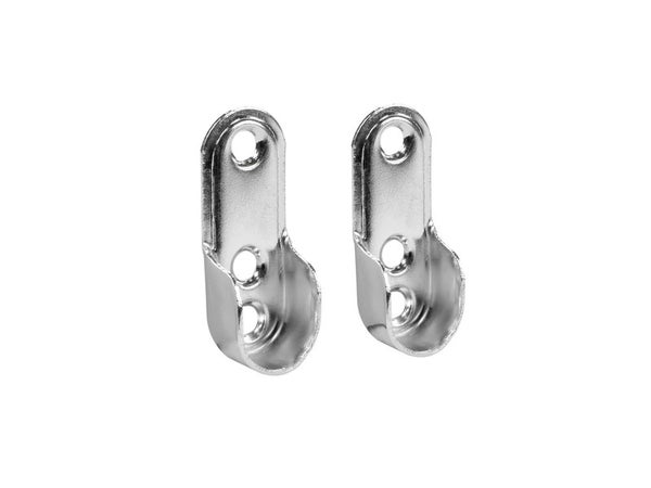 Lot de 2 support de barre de penderie D30 x 15 mm ovale chrome 18 m