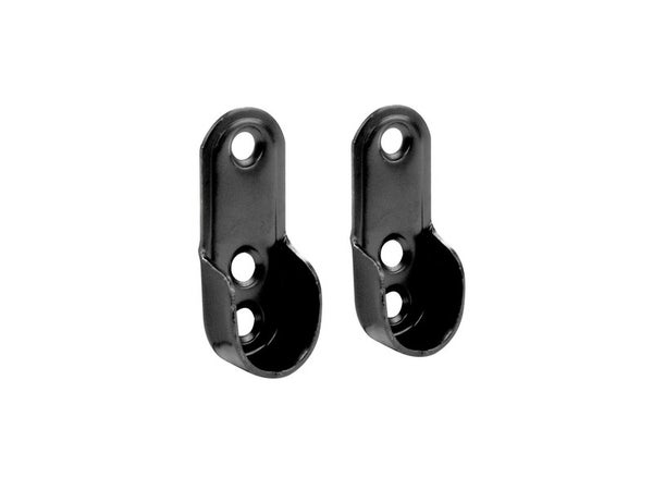 Lot de 2 support de barre de penderie D30 x 15 mm ovale noir 19.5 m