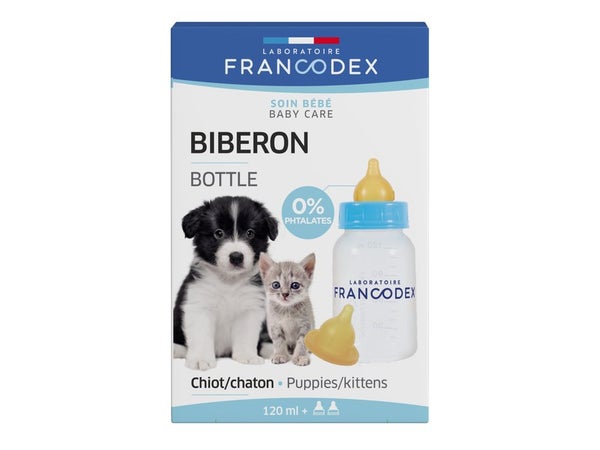 Biberon chiot et chaton + 2 tétines