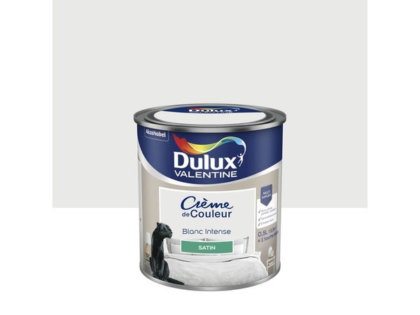 Peinture mur, boiserie et papier peint DULUX VALENTINE blanc intense satiné 0.5L