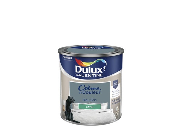 Peinture mur, boiserie et papier peint DULUX VALENTINE bleu gris coy 2017 satiné 0.5L