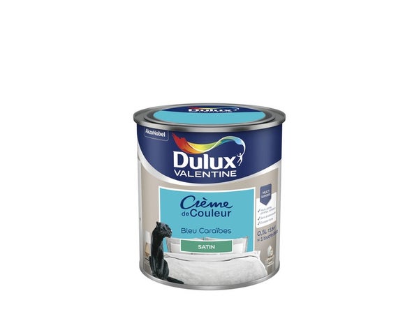 Peinture mur, boiserie et papier peint DULUX VALENTINE bleu caraibes satiné 0.5L