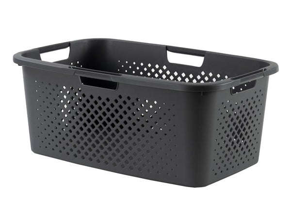 Coffre à linge en Bois Noir H 58 cm - Rangements de salle de bains -  Décomania