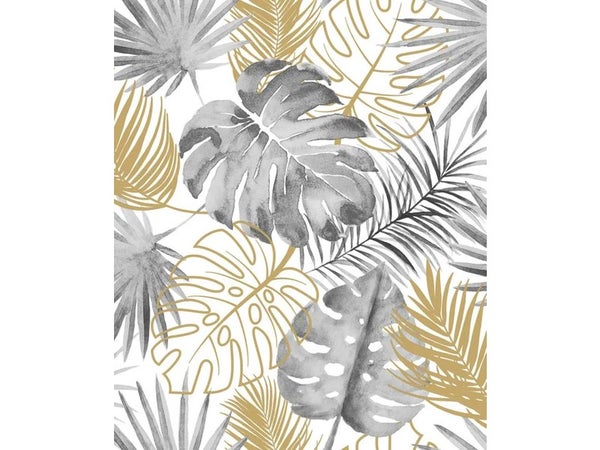 Papier peint papier sur intisse Monstera paillette gris