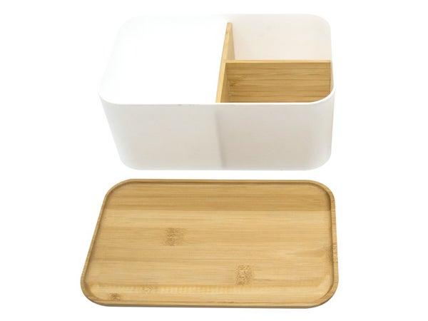 Boîte bambou plastique, SENSEA,  H.11 x l.15 x P.11 cm