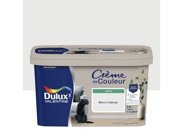 Peinture mur, boiserie, radiateur crème de couleur DULUX VALENTINE blanc intense 2.5L