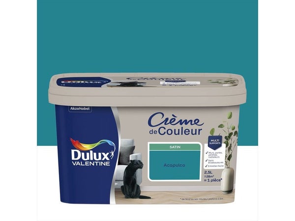Peinture mur, boiserie crème de couleur DULUX VALENTINE acapulco satiné 2.5L