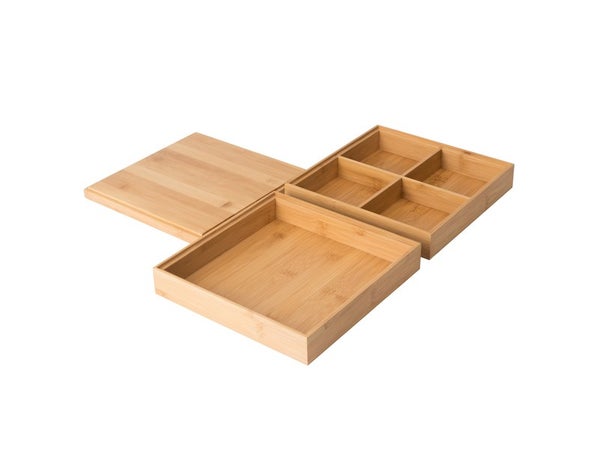Lot de 3 boîtes empilables bambou,SENSEA, H.10 x l.23 x P.10 cm