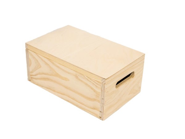 Boîte en bois de pin, fermée, 32 x 20 x 16 cm, avec couvercle