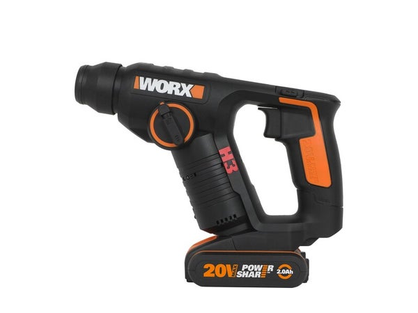 Perforateur sans fil WORX 20V 1,5J 2 x 2.0 Ah, 20V 2 batteries