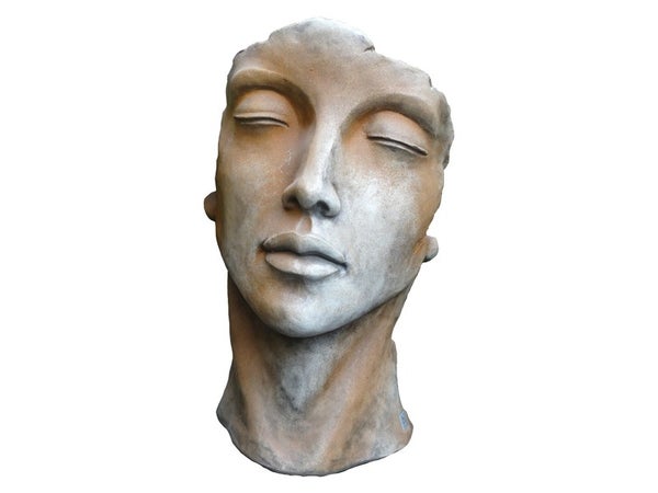 Visage de femme en pierre effet demi-rouille H.50 cm