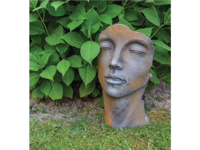 Statue de jardin en pierre - visage homme