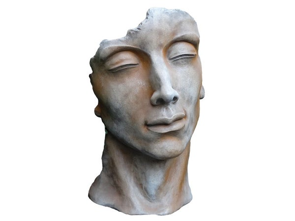 Visage homme effet demi-rouille H.53 cm