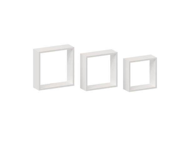 Lot de 3 étagère cube blanc mat, L.30 x H.10 x P.10 cm, Ep.12 mm