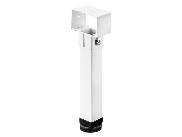 Pied de lit carré HETTICH, acier blanc, hauteur reglable de 24 à 26.5 cm