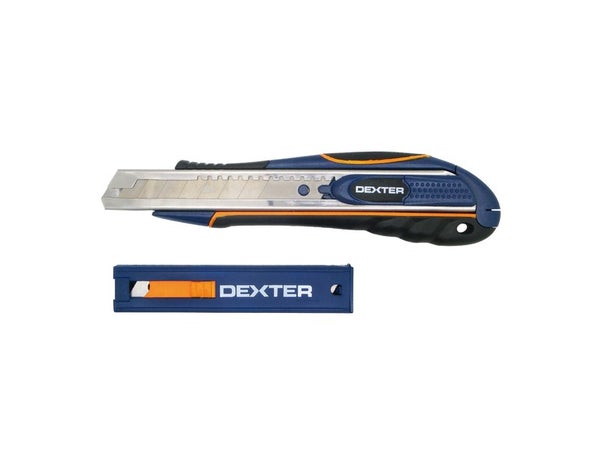 Cutter 18mm rétractable DEXTER + 3 lames de rechange