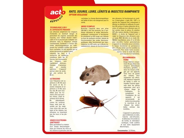 KB Home Defense Répulsif Rats et Souris - Répulsif anti-parasites à  ultrasons - Portée