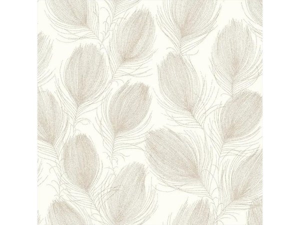 Papier peint plume pointille blanc
