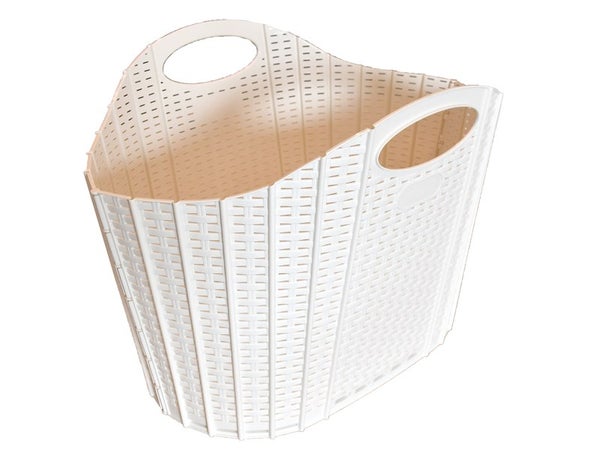 Panier à linge plastique Cottage, blanc, l.26.8 x H.60 x P.46.2 cm