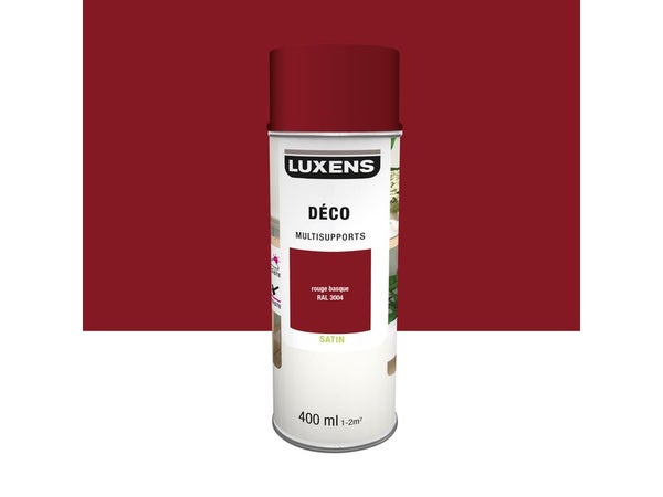 Peinture aérosol Multisupports LUXENS rouge basque ral 3004 satiné 400 ml