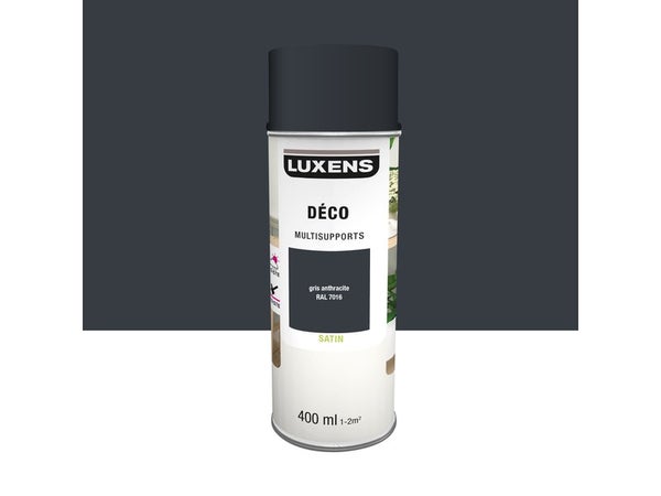 Peinture aérosol Multisupports LUXENS gris anthracite ral 7016 satiné 400 ml