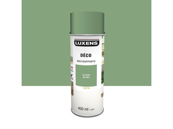 Peinture aérosol Multisupports LUXENS vert olivier ral 6021 satiné 400 ml