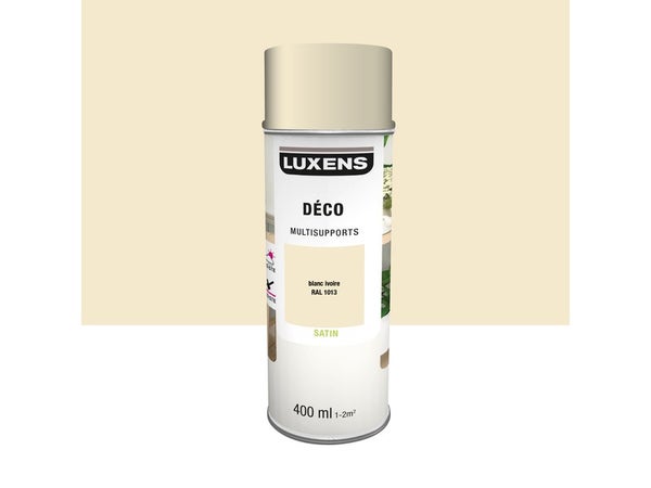 Peinture aérosol Multisupports LUXENS blanc ivoire ral 1013 satiné 400 ml