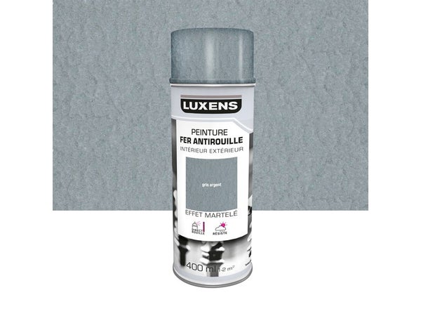 Peinture aérosol Fer antirouille LUXENS gris argent martelé 400 ml