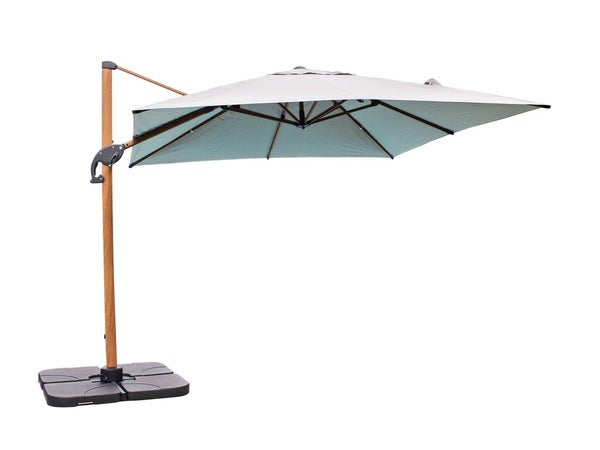 Parasol déporté carré DCB GARDEN Sevilla, L.250 x l.250 cm, imitation bois