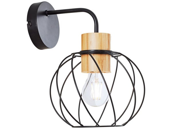 Applique Mallow E27 métal noir bambou INSPIRE