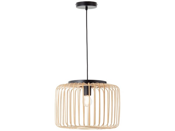 Suspension 1x e27 métal noir/naturel INSPIRE PECAN D.38 cm