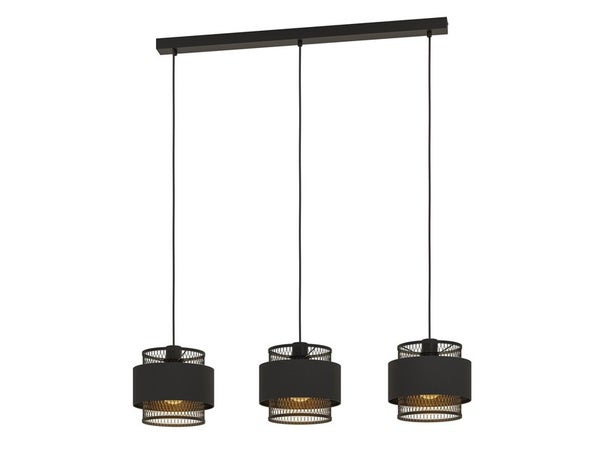 Suspension OTTOMANE 3 x E27 L. 99 cm métal noir mat INSPIRE