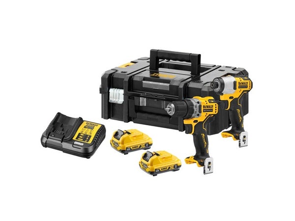 Perceuse + Visseuse à choc sans fil DEWALT + 2 batteries 3Ah + Coffret TSTAK