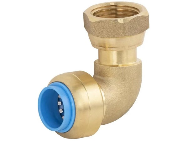 Raccord coude ecrou libre femelle 15 x 21 mm diam. 12 mm laiton