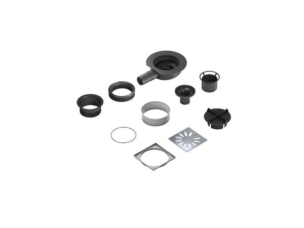 Siphon extra-plat, WEDI, sortie horizontale, écoulement point, DN40