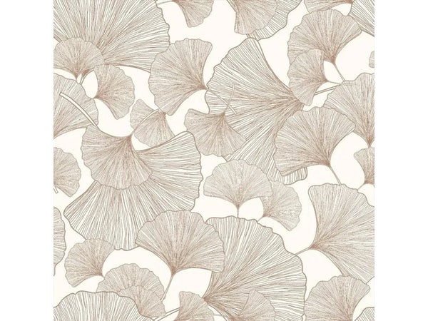 Papier peint vinyle Ginko blanc et cuivre