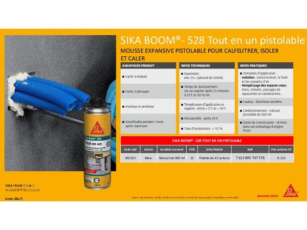 Sika Boom® S  Isolation et remplissage de cavités