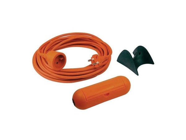 Prolongateur de jardin h05vv-f, 2 x 1.5 mm², 25m + boite étanche + support