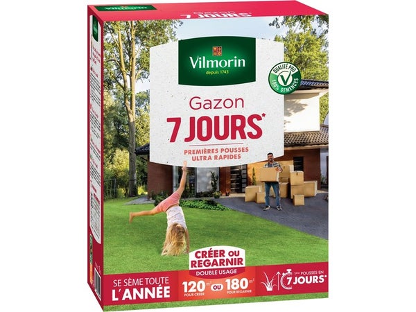 Gazon 7 jours, VILMORIN, 3 kg 120 m²